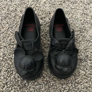 Mini Melissa Disney Mickey and Minnie Velcro Mary Janes Jelly Shoes Black Size 7